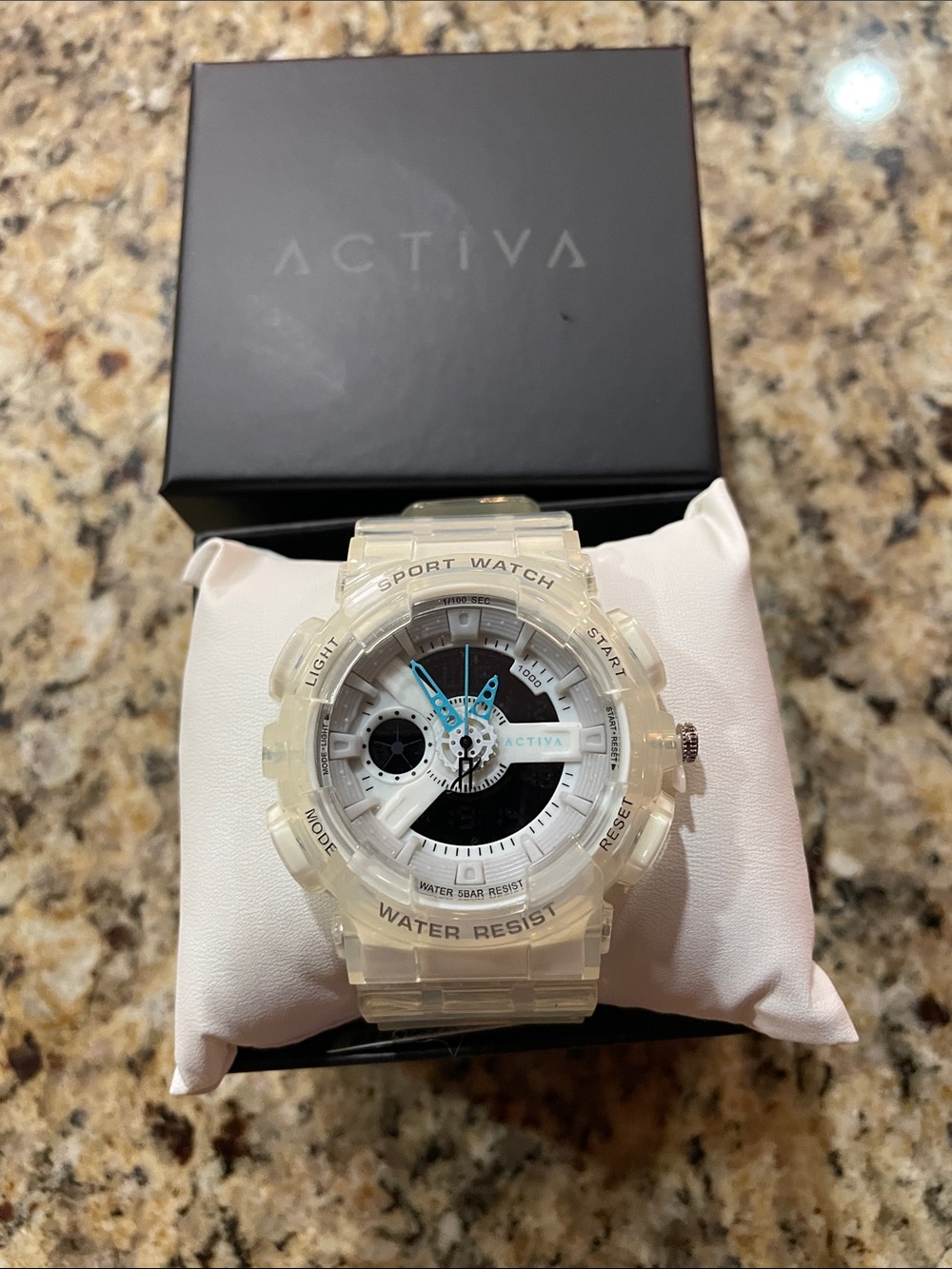 Activa Translucent Sport Watch with Blue Accents